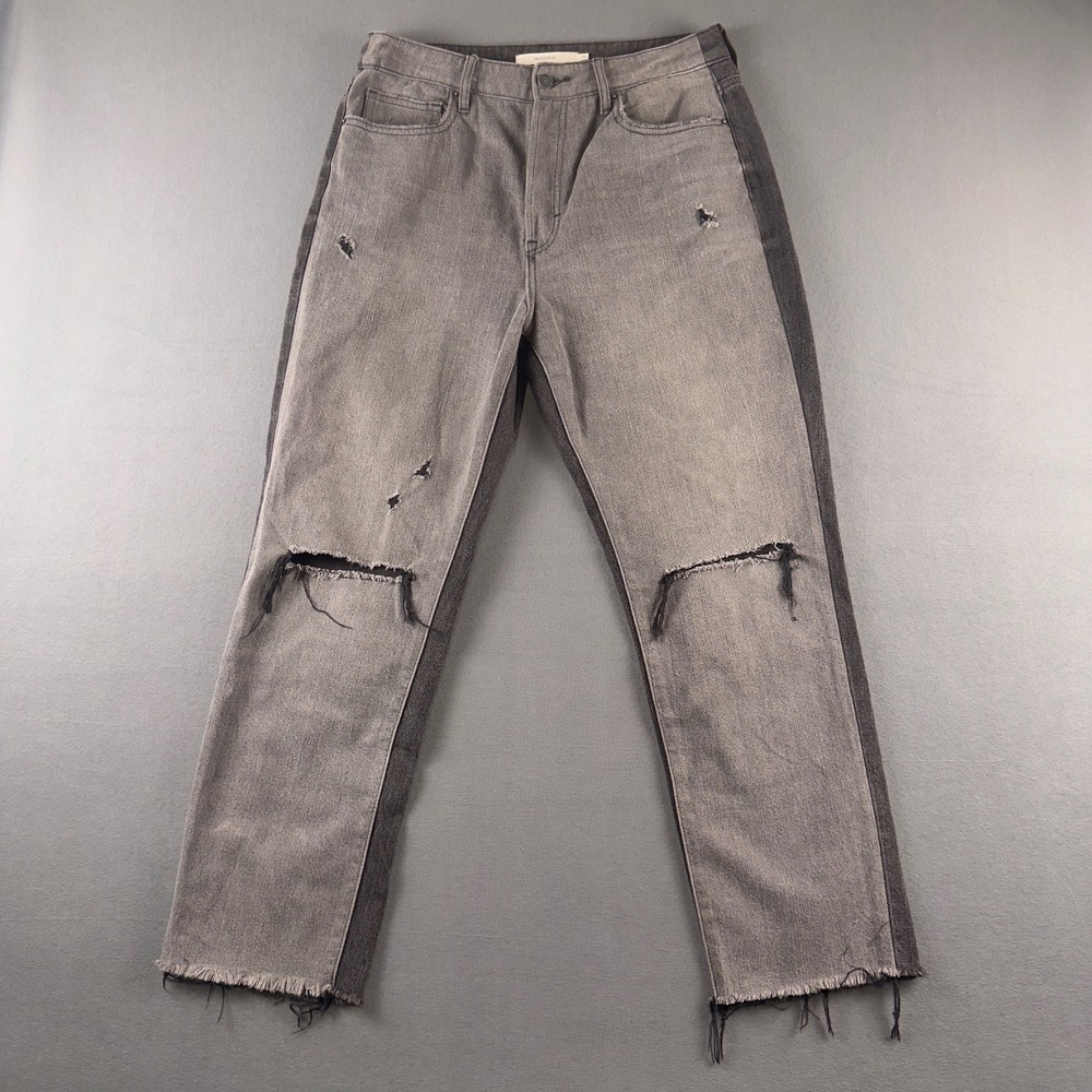 Hidden Jeans Two Tone Distressed Grey Black Straight‎ Leg Denim HD1312ST-BLK 30